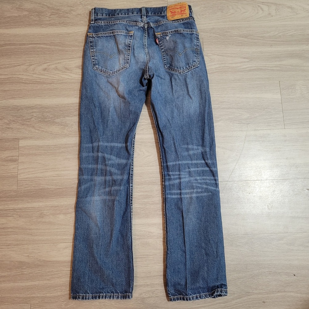 Levis 527 Slim Bootcut Jeans Mens 30x30.5 Medium Wash Denim Whiskering Cotton